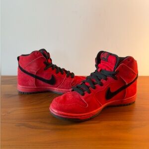 Nike Red and Black Suede Sneakers